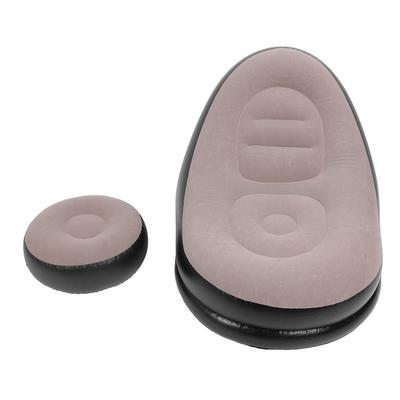Divano Gonfiabile Poltrona Elegante Semplice Morbido Floccato Gonfiabile Poltrona Lounge con Poggiapiedi per Soggiorno