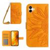 HT04 For Samsung Galaxy A06 4G Case PU Leather Sunflower Imprint Phone Cover with Long Strap