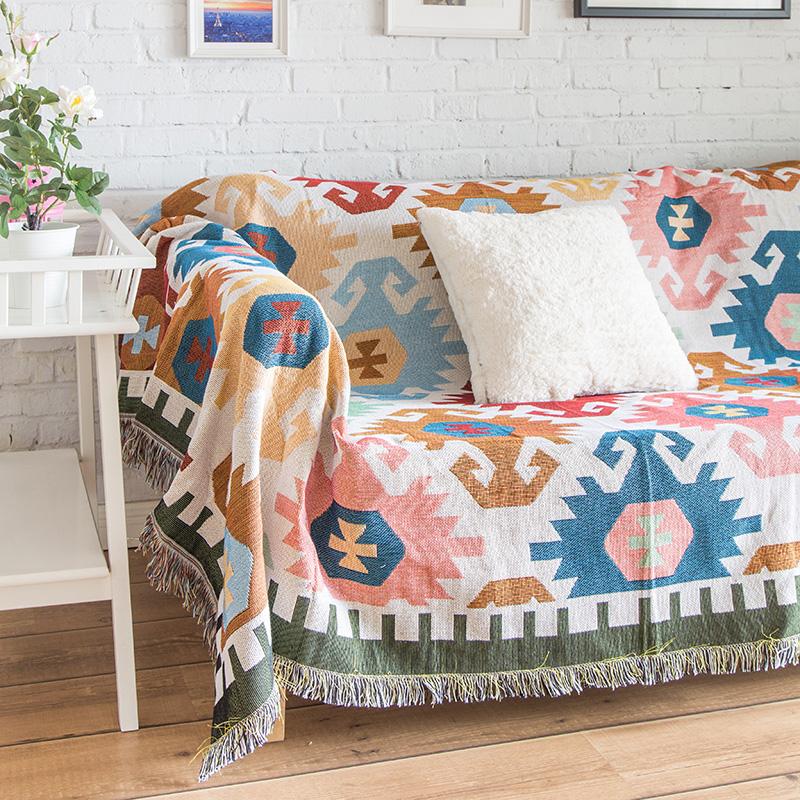 Bohemian Knitted Chair Lounge Blanket Bed Tapestry Bedspread Tablecloth Ethnic Women Outdoor Beach Sandy Towels