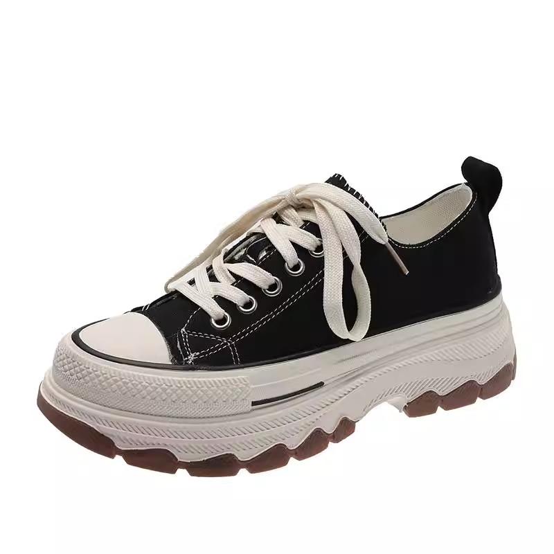 Popular platform canvas shoes women's 2025 new casual shoes muffin women's shoes heightening versatile sports little white board shoes