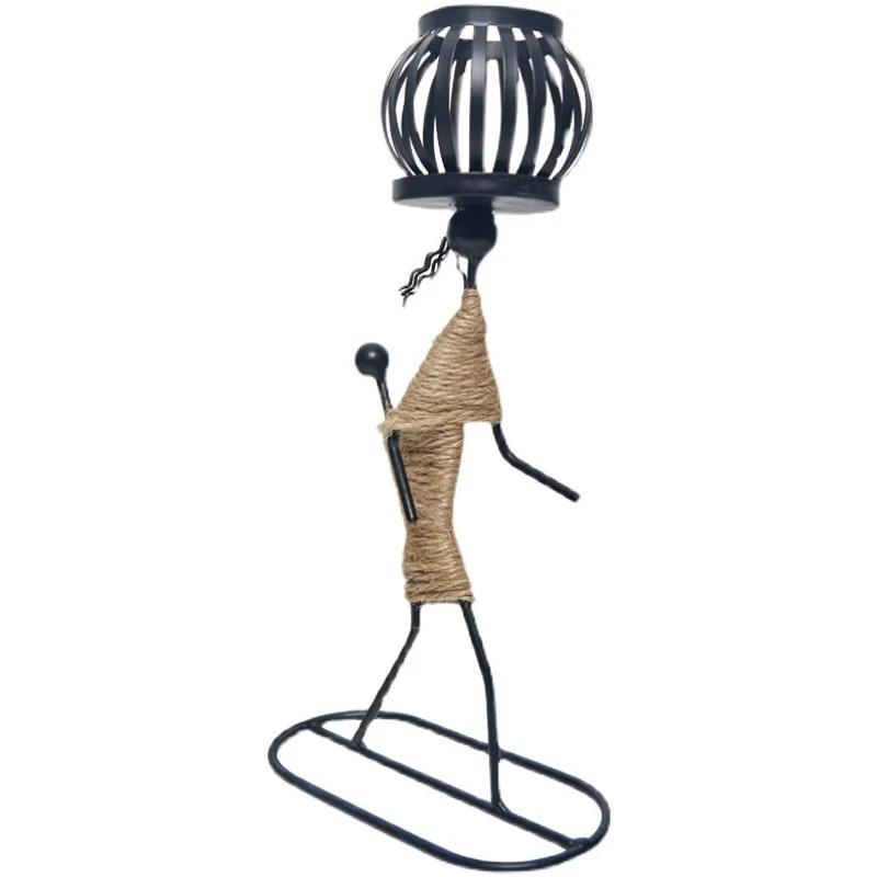 Abstract Character Sculpture Candle Holder Nordic Metal Candlestick Decor Handmade Figurines Home Decoration Art Gift