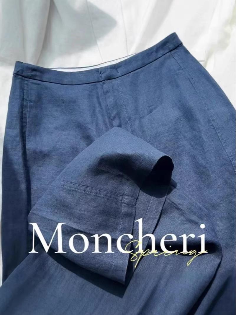 

Premium Spring/Summer Dark Blue Linen Trousers: Simple, Breathable, Cool, Straight-Leg Fit XL темно-синий