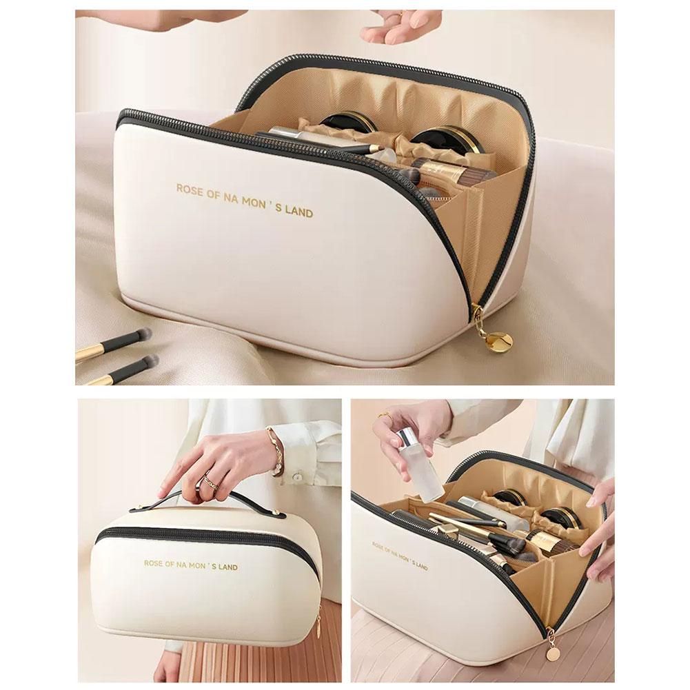 Large Capacity Cosmetic Bags for Women Waterproof Portable Pouch Open Flat Toiletry Bag Pattern Make Up Bag Makeup Travel Bag