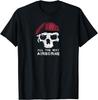 Army 82nd All The Way Airborne Skull Maroon Beret Men T Shirt Black