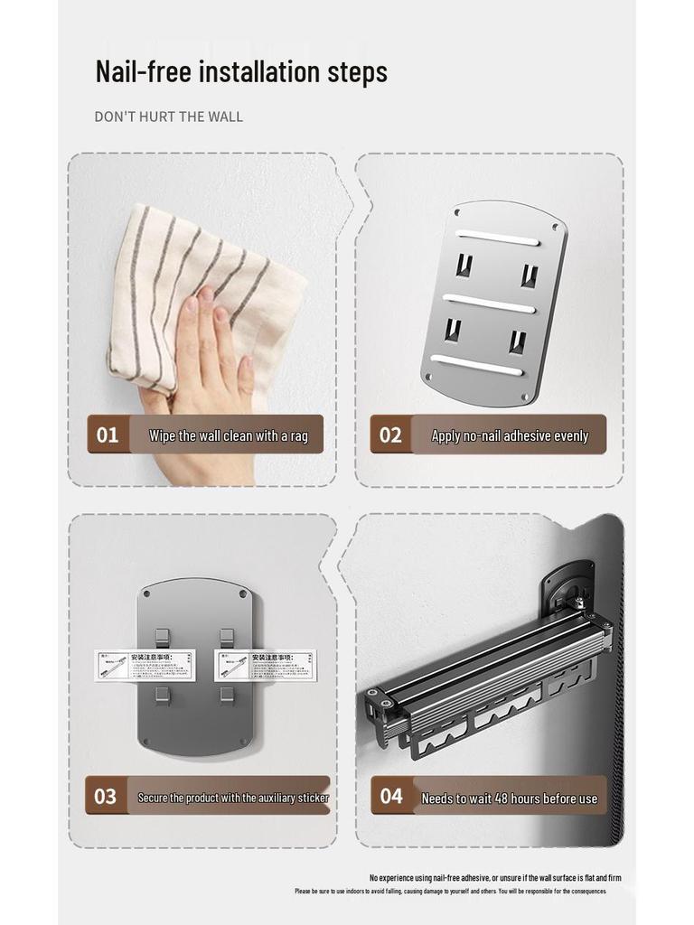 Retractable Wall-Mounted Multi-Functional Indoor Drying Rack