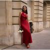Women's Satin Sexy V-neck Temperament Halter Dress Summer New Slim Long Skirt Halter