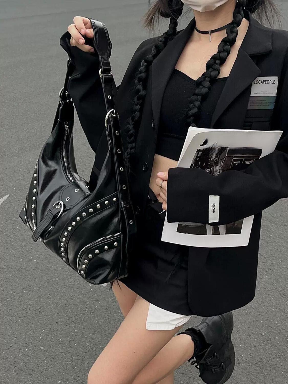 Y2K Millennium Spice Girl Liuding Underarm Bag Fashion Retro Old Shoulder Tote Bag French Crossbody Bag Women