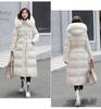 Women Winter Hooded Faux Fur Collar Big Pocket X-Long Belted Coat Mom's Puffer Jacket Cotton Padded Parkas Outwear Overcoat