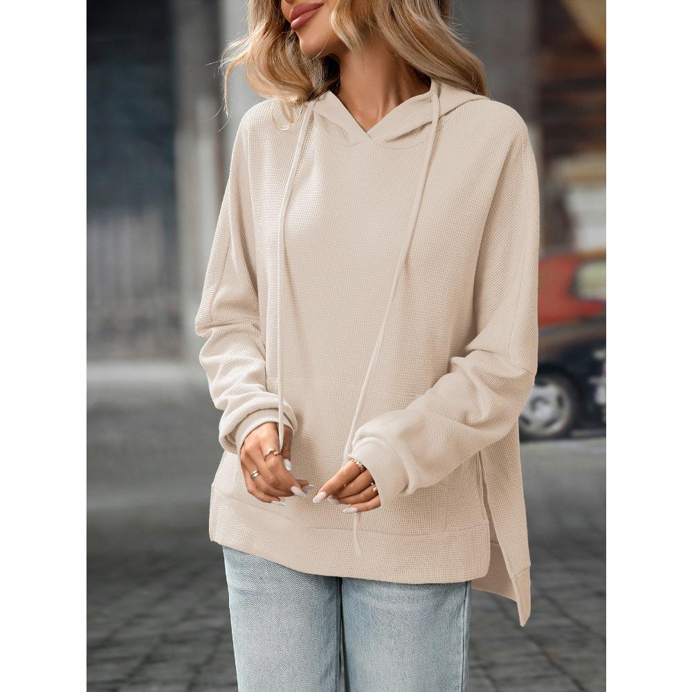 Frühlings- und Herbst-Pullover im Waffelstil mit langen Ärmeln für Damen