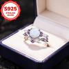 Elegant 925 Silver Synthetic Inlaid Opal Beautiful Ring - Uniquely Designed High-Quality Jewelry Perfect Gift
