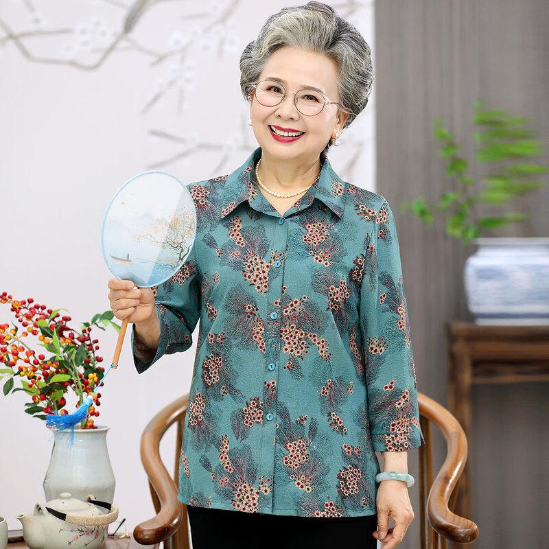 Sifen Damen Strickjacke mit sieben Ärmeln und Blumendruck