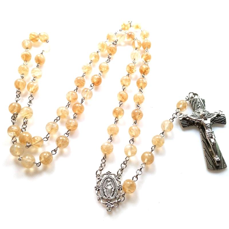 Vintage Religiöse Katholische Kreuz Rosenkranz Halskette Perlen Heilige Figur Jesus Hängen Anhänger Jesus Rosenkranz Halskette Für Frauen Männer