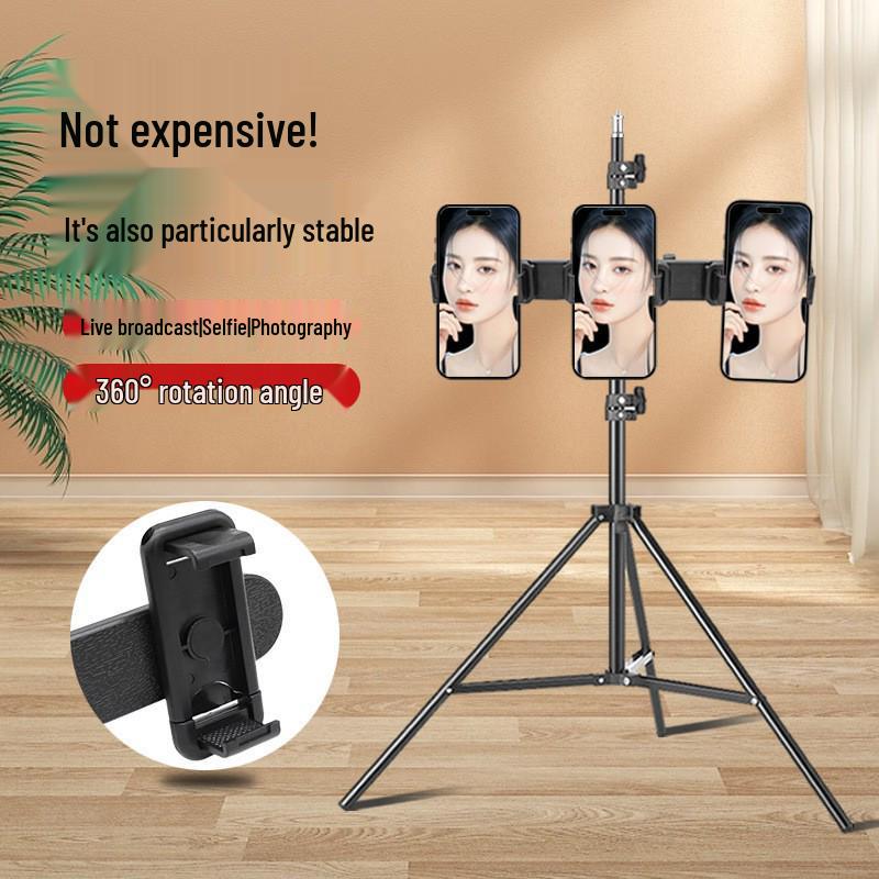 Multi-Functional Tripod for Mobile Phones with Three-Camera Mount and Live Streaming Capabilities