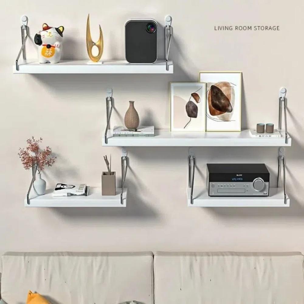 Wood Floating Shelf 30/40/50cm Wall Bookshelf Versatile Wall Storage Rack  Bathroom Room