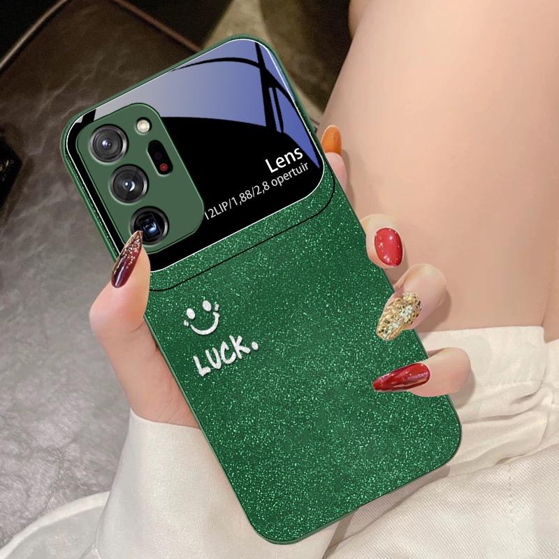 

Sunshine Smile Silver For Samsung Galaxy Note 8 9 10 PRO 20 Ultra A01 02 03 Core 04E 4G 12 13 5G Tempering Glass Phone Case For Galaxy Note 9