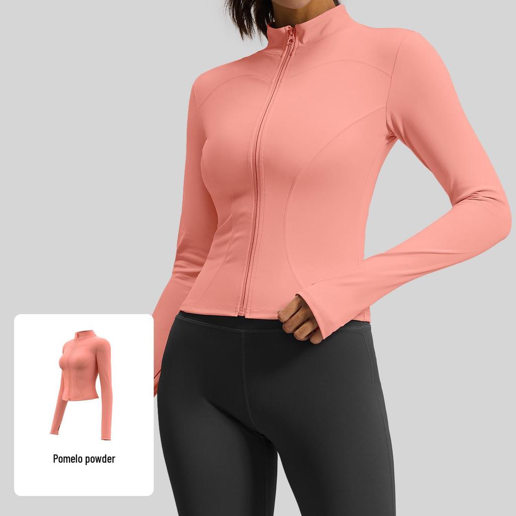 Women's Juyitang Stand-up Collar Yoga Jacket for Running & Cycling - Slimming, Elastic Fitness Top