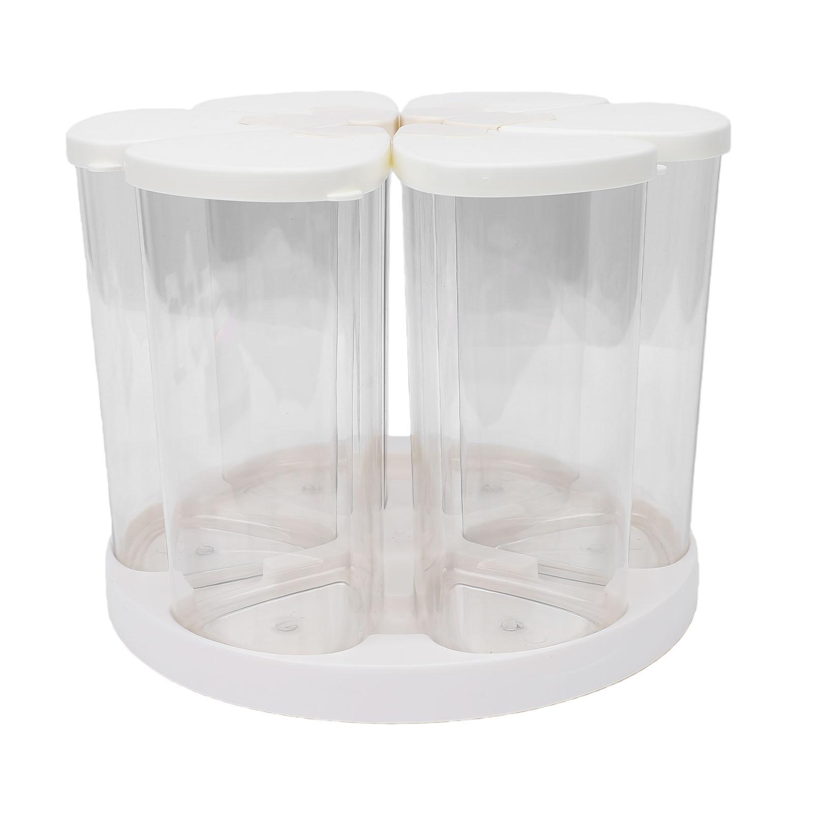 

Rice Dispenser 6 Grids Rotatable Countertop PP Grain Storage Container with Lids Dry Food Holder Cereal Canister Sets L