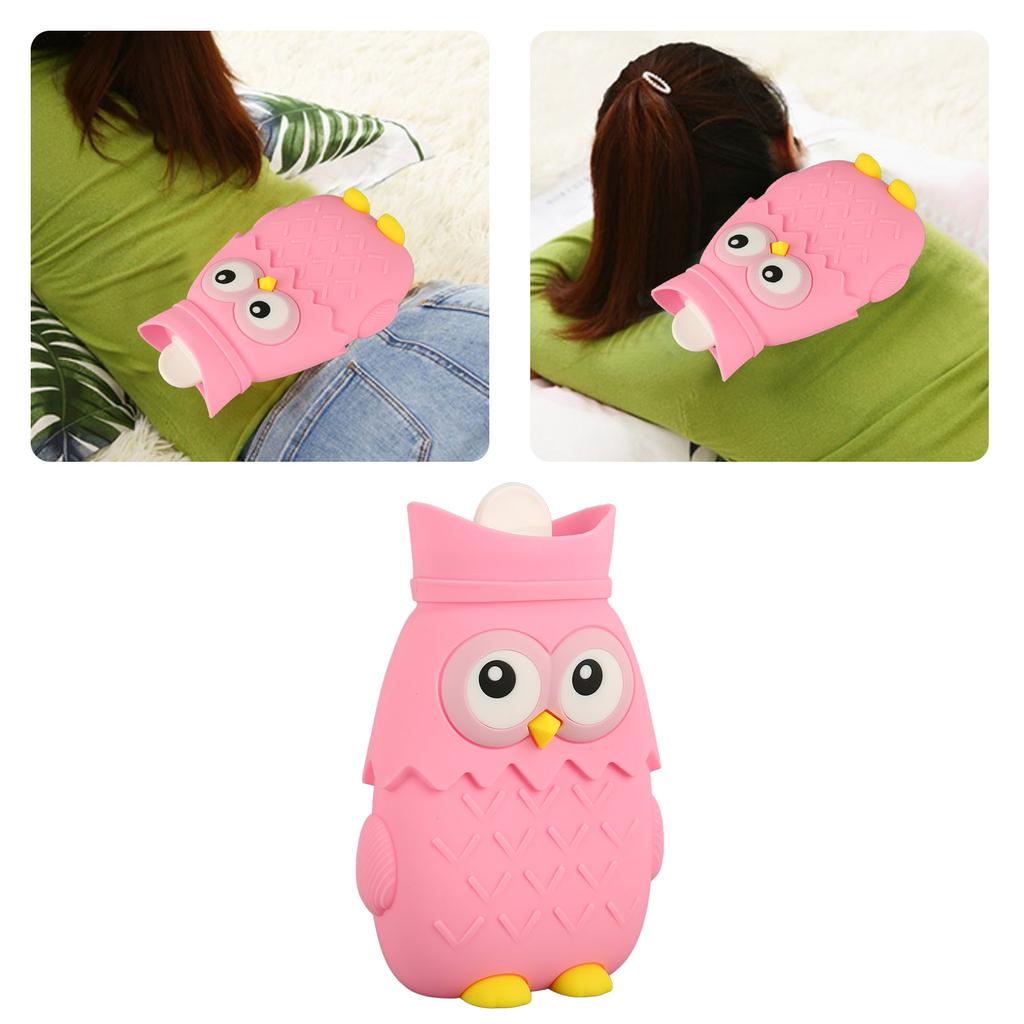 Hot Water Bottle Microwave Hting Silicone Cartoon Injection Hand Warmer Portable Cute Owl Shape 400ml