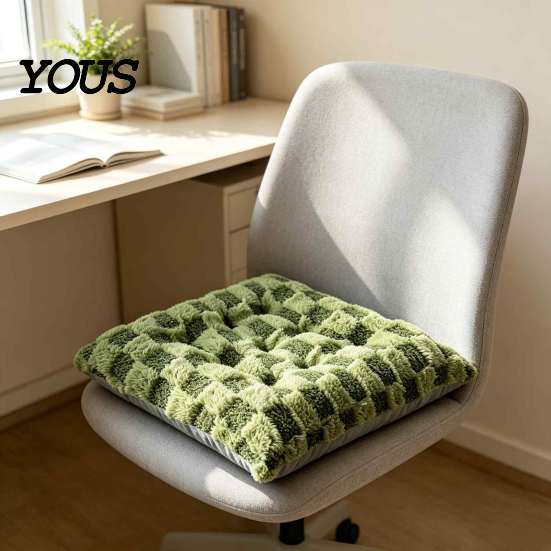 Warm Dining Chair Cushion Square Plush with Ties, Buffalo Check Plaid Seat Cushion, Fluffy Support for Home Non Slip Pad Office Supportive Hip Fatigue