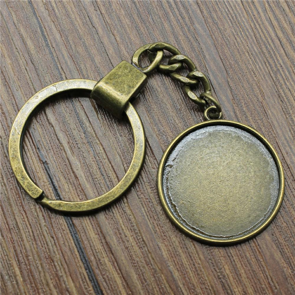 

30 Styles Fit 25mm Round Glass Cabochon Key Chain Base Setting Jewelry Finding Jewelry Accessories For Keyring Making DIY