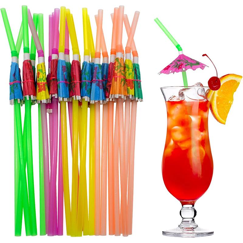 30/60PCS Umbrella Drink Straws Disposable Straw Party Juice Cocktail Birthday Summer Beach Party Decoration Supplies TMZ