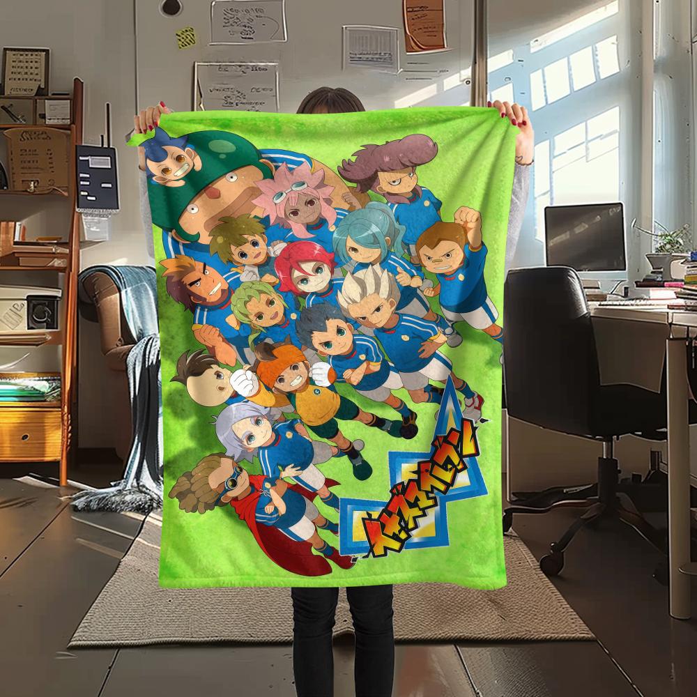 1Pc Inazuma Eleven Soccer Print Flannel Blanket, High Quality Comfortable for All Seasons, Home Decor, Warmth and Comfort, Perfect for Christmas Gifts