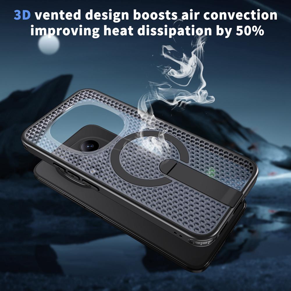 KEYSION Hollow Heat Dissipation Case for Redmi Note 15 Pro+ 5G 15 Pro 4G Magnetic Cooling Hide Stand Shockproof Phone Back Cover