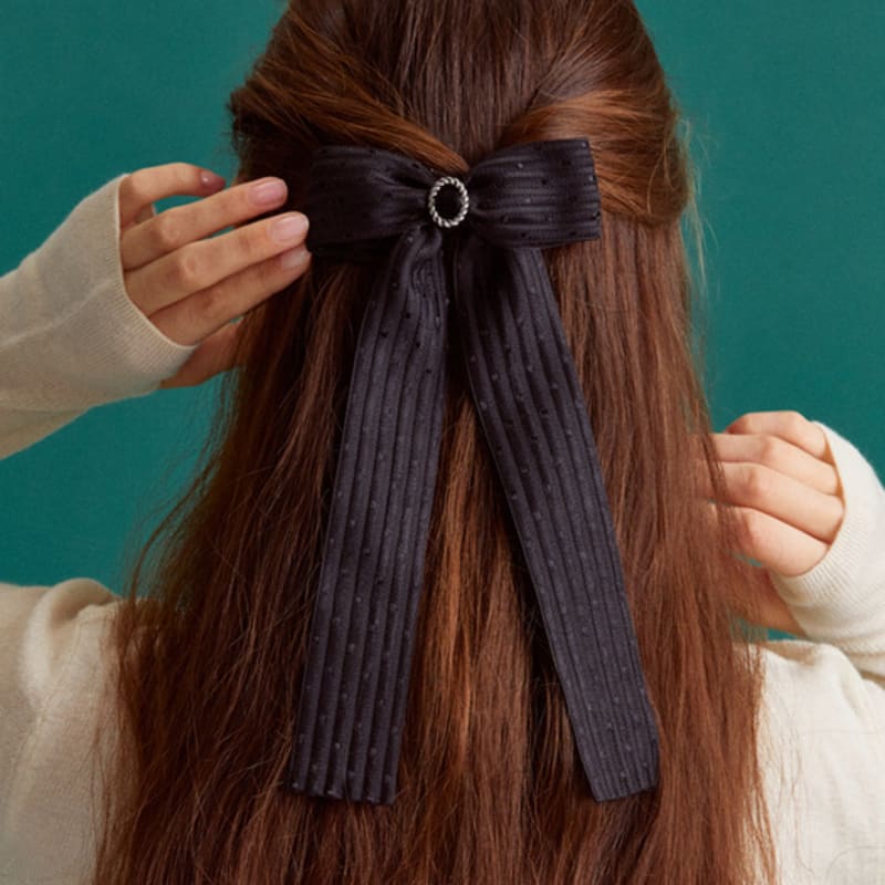 

MERRYMOTIVE Black jacquard ribbon hairpin Free