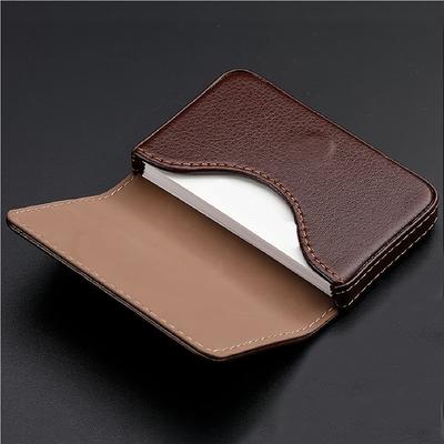Portable PU Leather Business Card Holder Case with Magnetic Buckle Large Capacity Name Card Holder Bank Credit Card Box