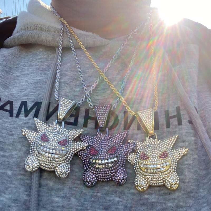 Pendant Cubic Zirconia Copper Pendant Necklace Woman Stainless Steel Hip Hop Jewelry Smiley Necklaces Iced Out Chain Mens Souvenir GiftFashion Pendant