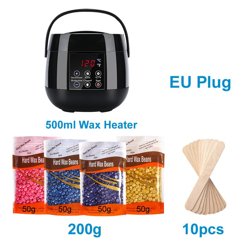 500ML Wax Heater Set For Body Hair Removal Unisex / Black And White Color Electric Display Screen Wax Heater / 200g Wax Beans
