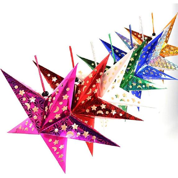 Hanging Paper Star Lantern Ceiling Twinkle Pentagram Lampshade Christmas Wedding Party Ornament 30CM 5Pcs