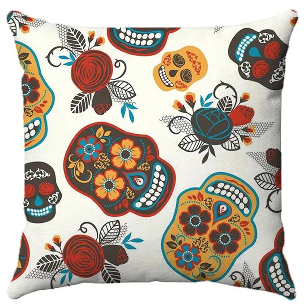 Halloween Decorative Pillowcases Fun Skull Print Pillowcases Suitable for Home Living Room Sofa Room Decoration