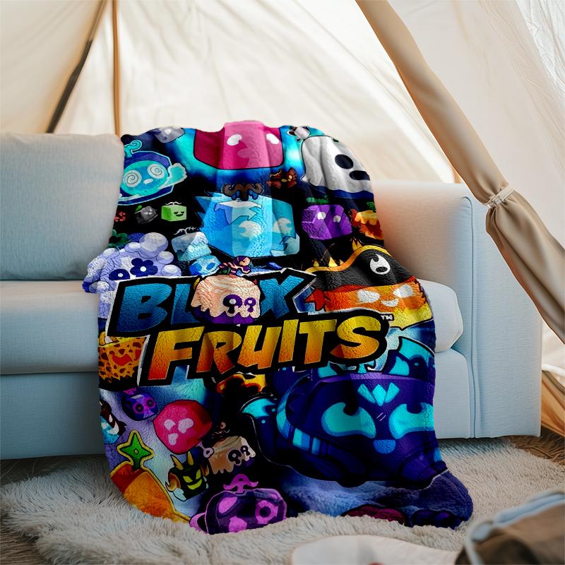 Coperta Stampata Tema Blox Fruits - Perfetta per Divano, Letto, Viaggio e Uso Esterno | Lavabile in Lavatrice, Accogliente e Durevole.
