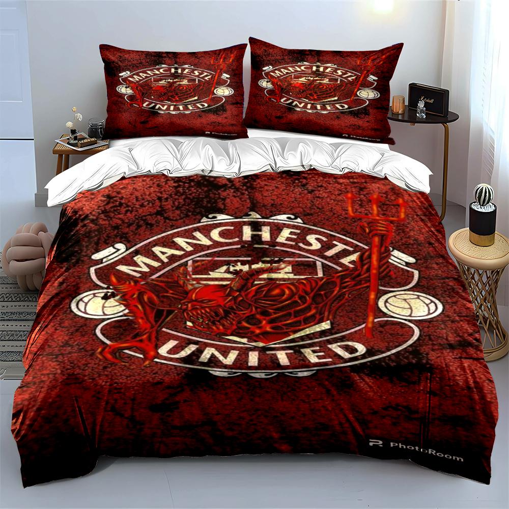 Set Biancheria da Letto Manchester United Copripiumino Federe Decorazioni per la Casa (1 * Copripiumino 2 * Federe, senza piumino)