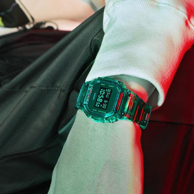 Casio G-Shock Series Small Square Watch Vodka Transparent Jelly Waterproof Sports Quartz Movement Resin Strap Men watches black DW-5600SB-3ER