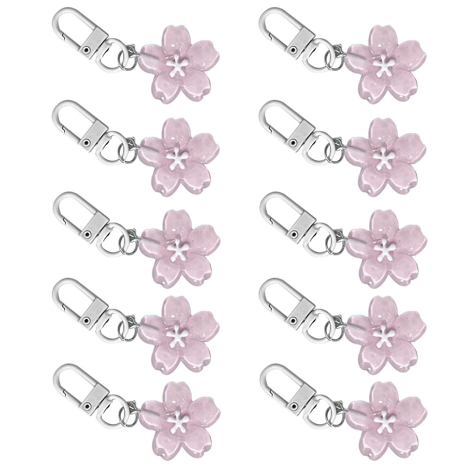 

10 шт. красочный набор брелоков с подвесками в виде сакуры брелок с подвеской в виде цветущей вишни модный аксессуар для ключей и сумочек розовый