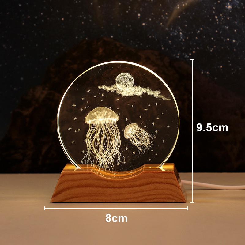 

Светодиодная подставка, хрустальное украшение, украшения, космонавт, медуза, USB-разъем, теплый свет, настольная лампа, подарок на Рождество и день рождения
