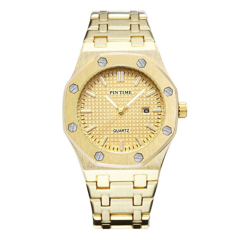 PINTIME Orologi da uomo di lusso automatici con data, impermeabili, luminosi, al quarzo, in acciaio inossidabile, sportivi.