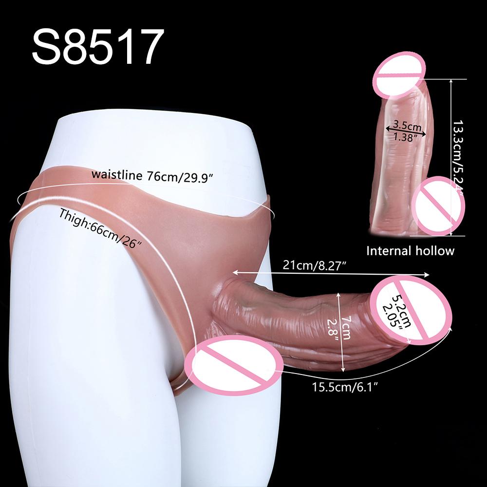SXXY Skin Feeling Briefs&Boxer shorts Pants With Large Hollow Dildo Realistic Male Strapon Penis Sleeve Adult Sex Game