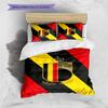 Royal Belgian FA Crest Red Yellow Black Diagonal Stripe Print 3Pcs Duvet Cover Set Belgium Football Bedding Bedroom Decor No Pillow Core Comforter