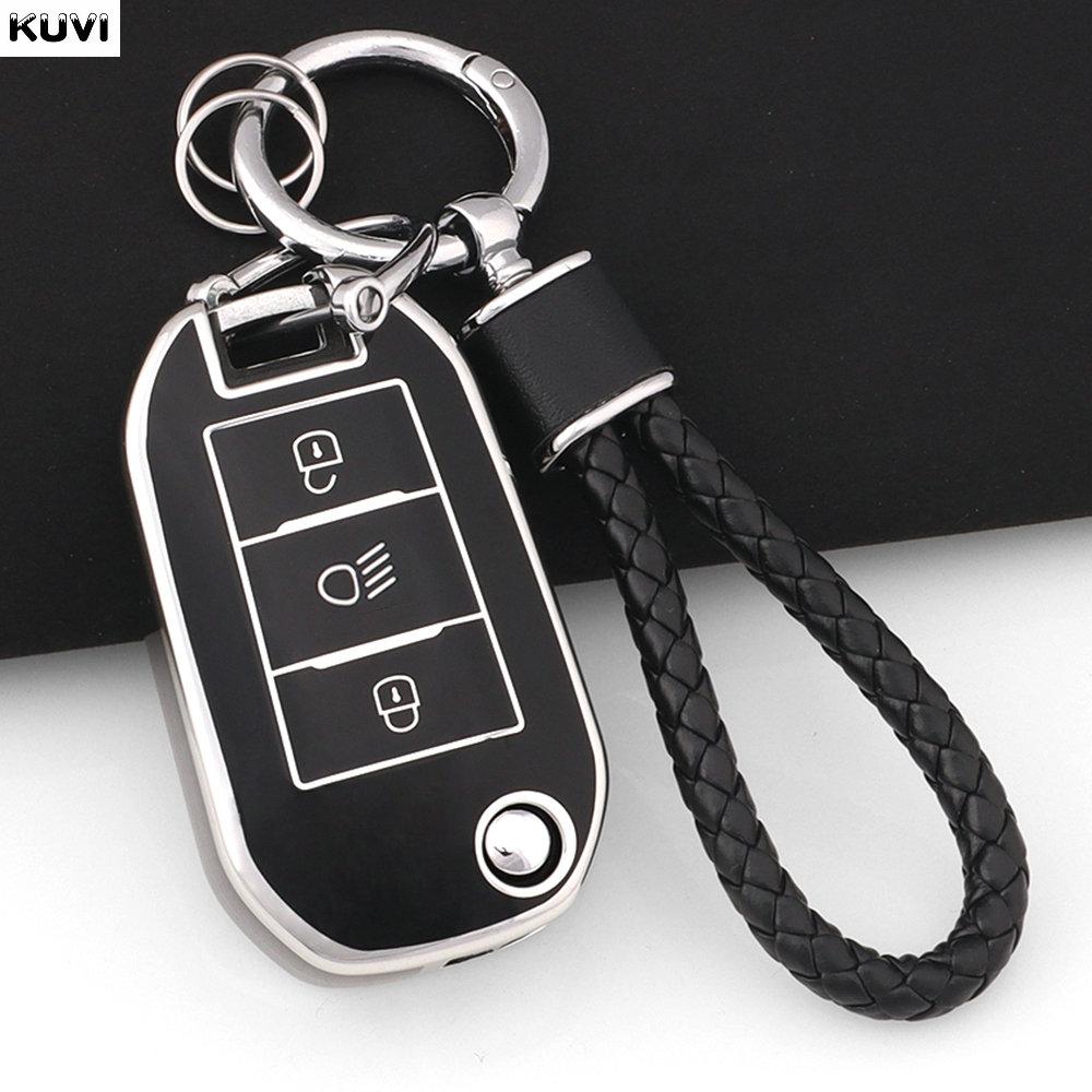 New Tpu Car Flip Key Case Cover Shell Fob For Peugeot 208 308 408 508 2008 3008 4008 5008 Key Chain Citroen C3 C4 Cactus C6 C8