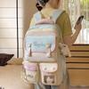 Sac d'école pour collégienne Sac à dos pour ordinateur à blocs de couleurs pour femmes Grande capacité Sac à dos pour livres