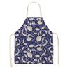 1 Pcs 55x68cm Cotton and Linen Apron Blue Porcelain Cooking Sleeveless Bib Anti-greasy Kitchen Mandala Supplies Chef Aprons