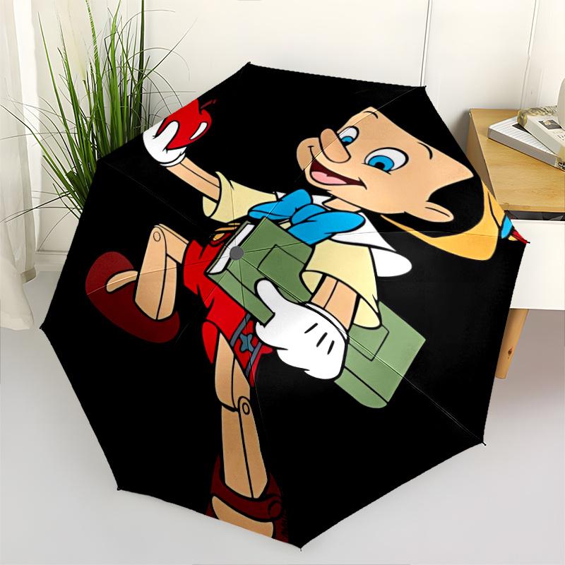 Apple Pinocchio Design Cartoon Automatic Folding Umbrella - 3 Folding Design, Vivid Cartoon Pattern, Suitable for Outdoor Activities, A Gift