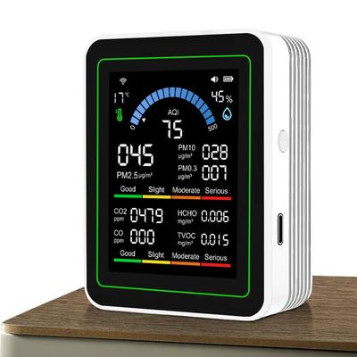 Air Quality Tester for PM2.5 PM10 CO AQI CO2 TVOC HCHO Temp with WiFi App Alerts for PM2.5 PM10 CO AQI for Home Cars Plants Pets