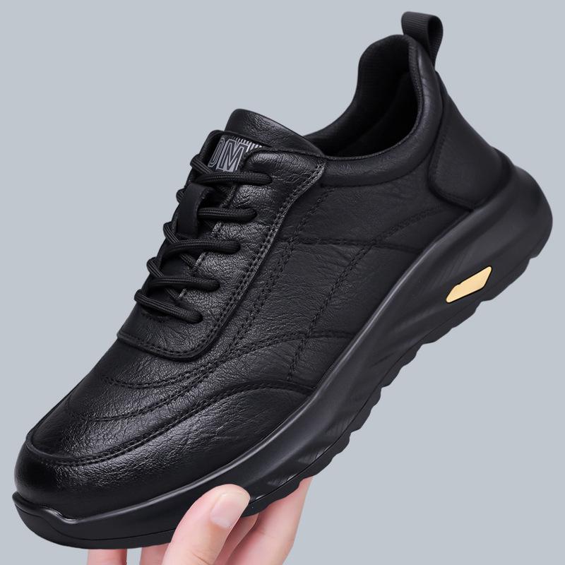 

Men s Trendy Thick Sole Casual Sports Leather Shoes - Spring & Autumn 2026 Style 38 чорний