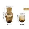 Bedside Water Carafe Set 750ml Amber Color European Vintage Water Carafe with 200ml Drinking Glass for Bedroom Dining Room