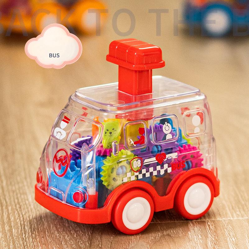 1/3Pcs Inertia Rebound Car Baby Toy Cartoon Press Gear Car Toy Lnertia Pull-back Transparent Car Birthday Gifts For Kids