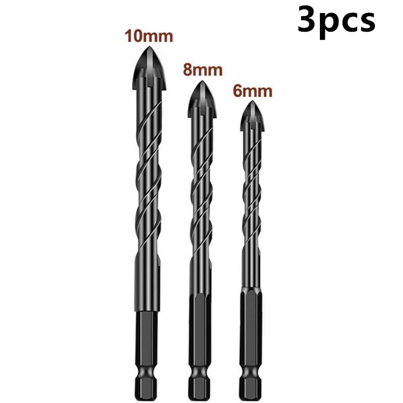2/3/4/7/10pcs Diamond Coated Cross Drill Bit Set for Concrete Tile Glass - Hex Shank, Coolant Holes, Quick Drilling
